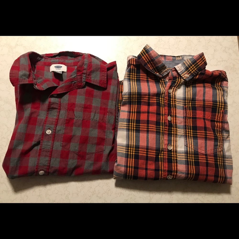 (2) Long sleeve button front shirt